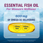 Fish Oil Omega 3 Supplements for Women, DHA + EPA, Heart Health Support | Hormone Balance & Skin Health Support, 600MG Omega3 + 800MG Evening Primrose Oil, Omega 3 Supplement for Women, 120 Softgels