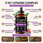 Vitamin B Complex 23000mcg - Methyl B12| B9 Folic|B7 Biotin,B1,B2,B3,B5,B6 | Vitamin B Complex Liquid Drops for Men & Women with Vitamin C, Choline & Inositol for Energy, Immune & Brain Support - 2Oz