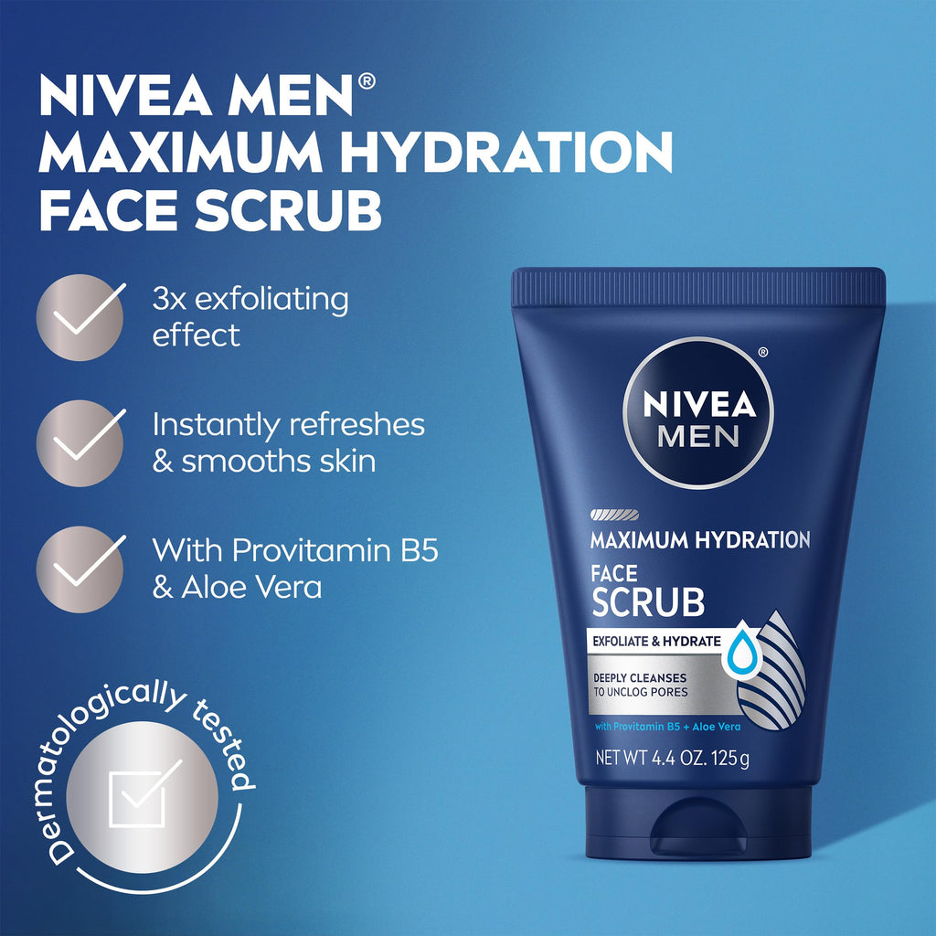 NIVEA MEN Maximum Hydration Face Scrub, Multipack, 3 x 4.4 OZ