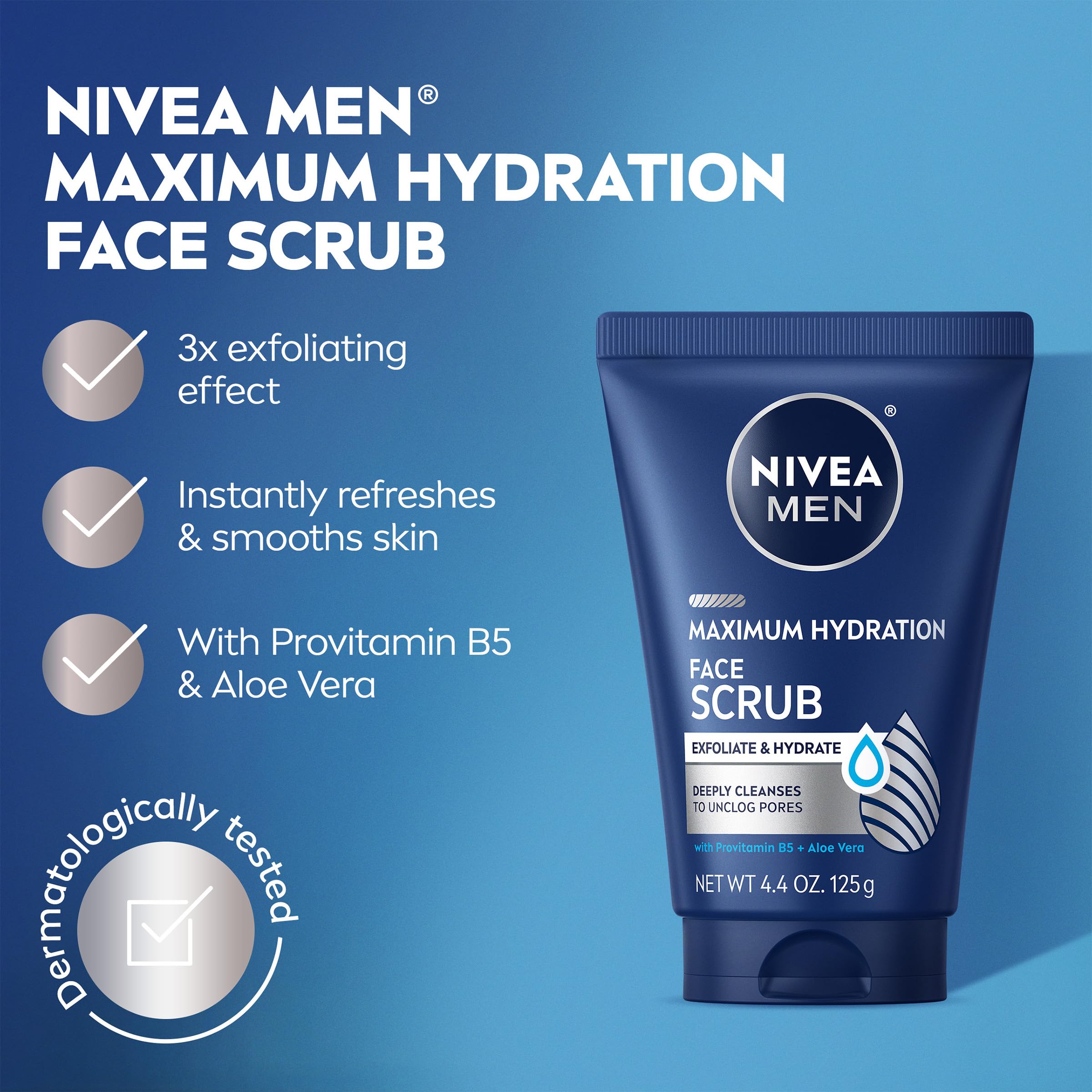 NIVEA MEN Maximum Hydration Face Scrub, Multipack, 3 x 4.4 OZ