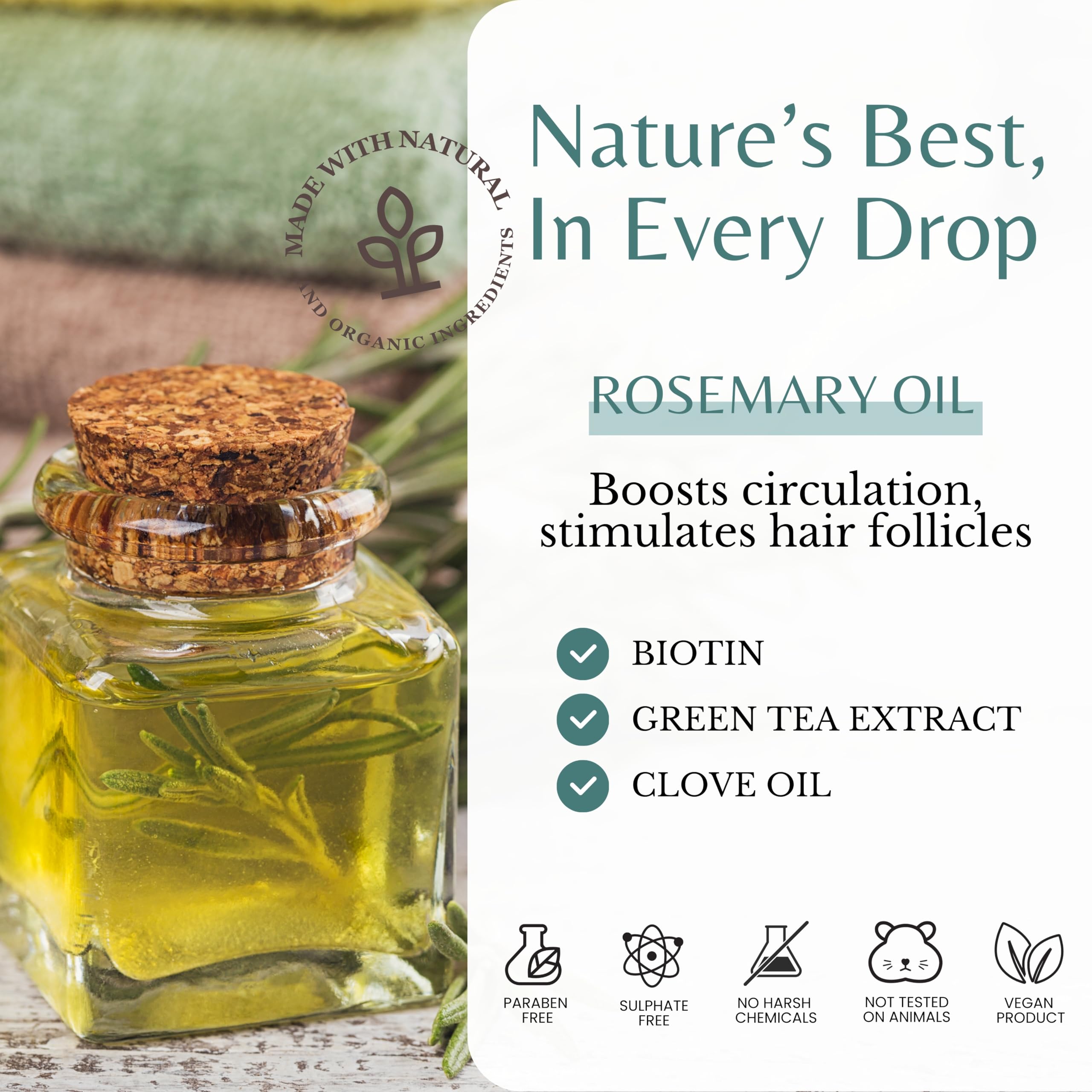Rosemary Shampoo and Conditioner Set with 100% Rosemary Oil & Biotin for Thinning Hair, Anti-Hair Loss & Strengthening Botanical Formula, Women & Men, Sulfate-Free