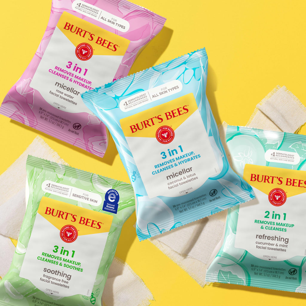 Burt's Bees Soothing Fragrance Free Facial Towelettes, 30 ct., | Plant Based Cloths, 99 Percent Natural Origin, Removes Make Up, Perfect for Sensitive Skin, All Skin Types
