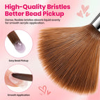 Beetles Acrylic Nail Brush Set, 3Pcs Size 6/10/14 for Acrylic Powder | Includes 3 Size Brushes with a Steel Cleaning Comb for Acrylic Powder Application, Extensions, and 3D Carving DIY Nail Art