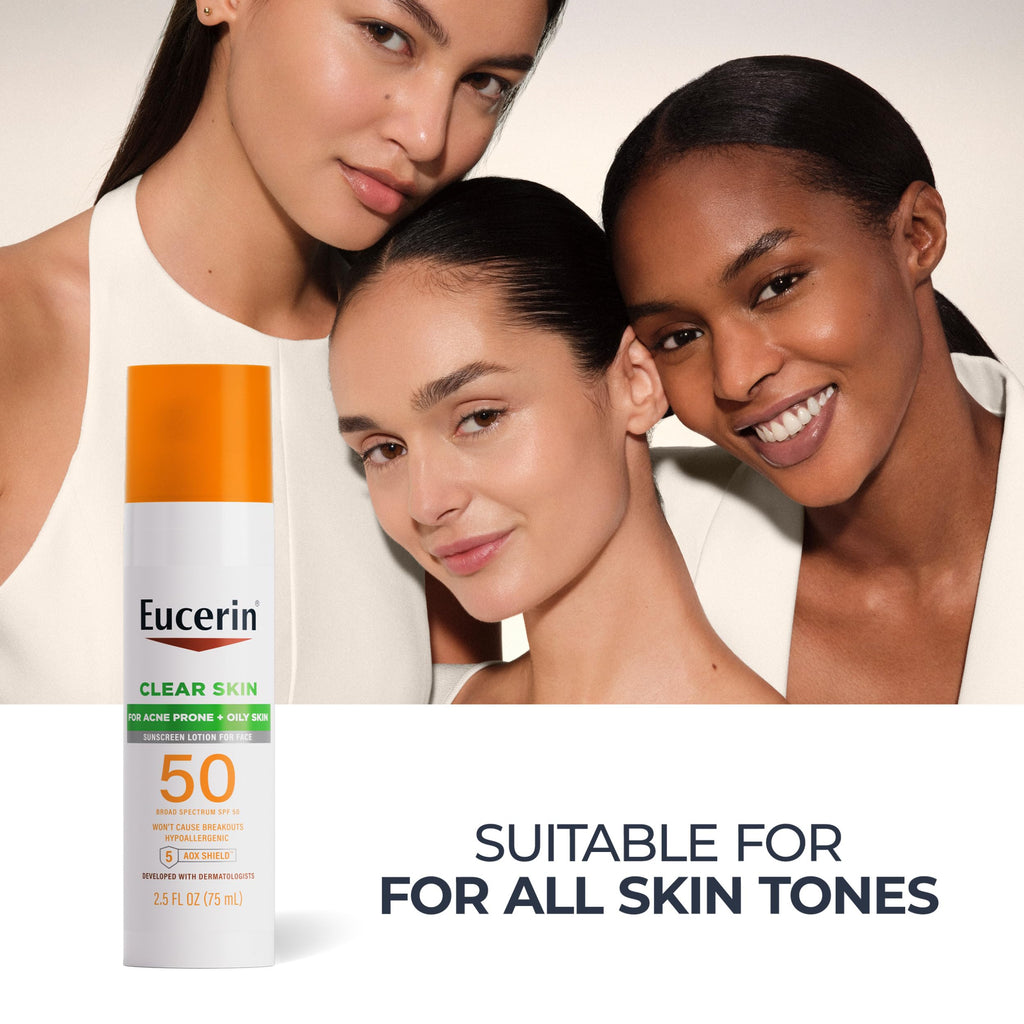 Eucerin Clear Skin Face Sunscreen Lotion, SPF 50, 2.5 FL OZ | Face Sunscreen for Acne Prone, Oily Skin with Oil-Absorbing Minerals, SPF 50 Broad Spectrum Sunscreen, Won't Cause Breakouts