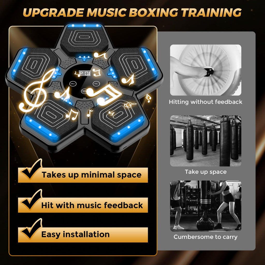 Music Boxing Machine, Wall Mounted Bluetooth Punching Pad with Gloves