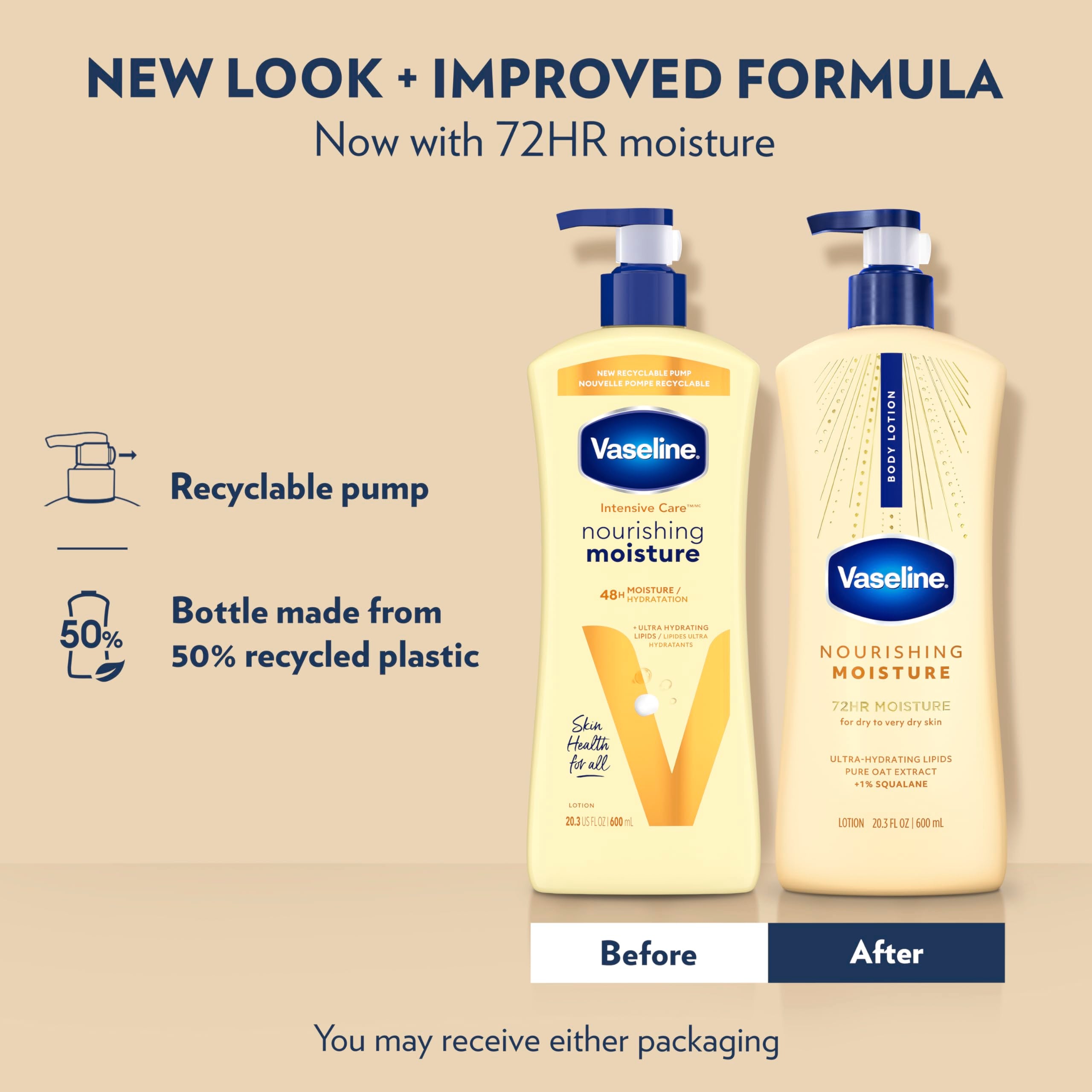 Vaseline Nourishing Moisture Body Lotion Dry Skin + Oat Extract 20.3oz 3ct