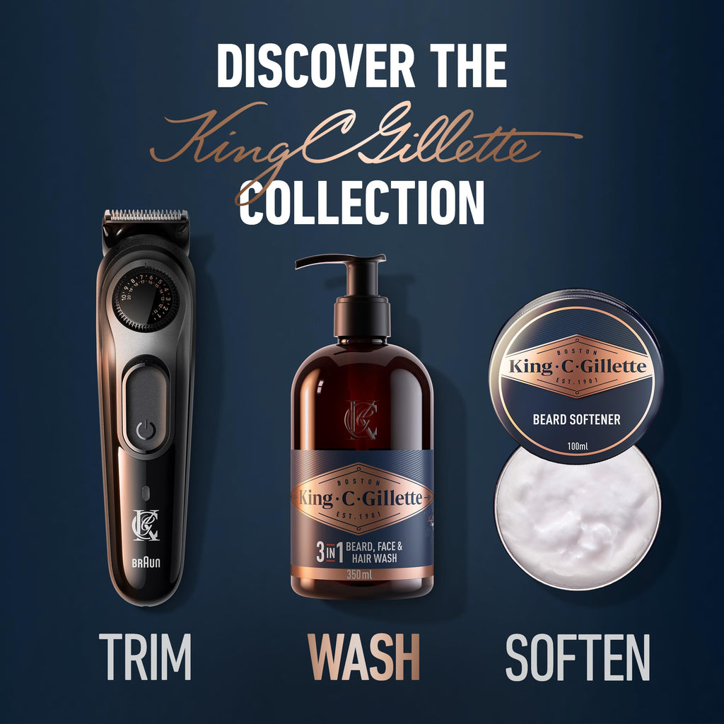 King C. Gillette Beard Wash, Mens Face Wash, 11.8 oz, Infused with Argan Oil and Avocado Oil to Cleanse Hair and Skin