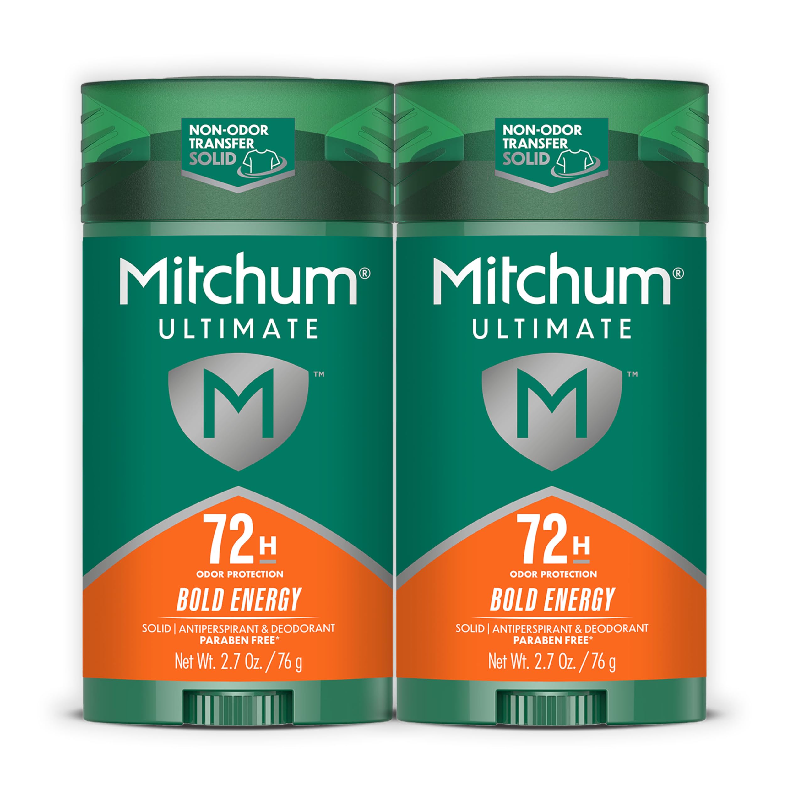 Mitchum 72H Odor Protection Antiperspirant Deodorant, Bold Energy, 2 pack | Antiperspirant deodorant for men with up to 72hr odor protection. Invisible solid. Bold Energy scent.