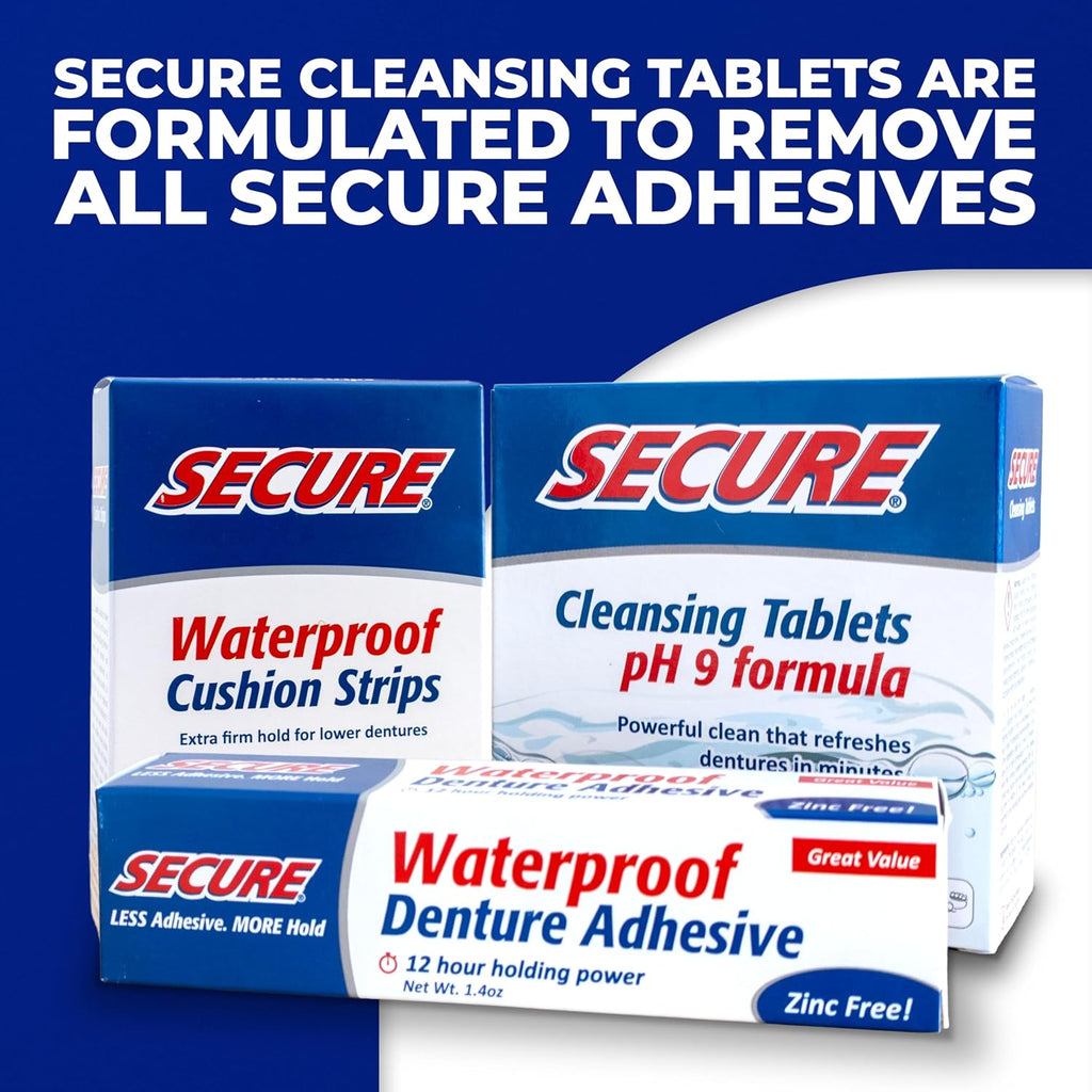 Buy now Secure Waterproof Denture Adhesive - Zinc Free - Extra Strong Hold For Upper, Lower or Partials - 1.4 oz at indiglob india