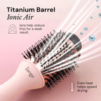 L'ANGE HAIR Le Volume 2-in-1 Titanium Blow Dryer Brush | Frizz Control Blowout Hair Dryer Brush for Drying and Styling | Volumizing Hot Air Styler for All Hairstyles | Oval Barrel | Blush - 75mm
