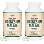Magnesium Malate 1,500mg, Daytime Energy + Muscle Support, 420 Capsules | Daytime Energy + Muscle Supplement, 225mg Elemental Mg per Serving, Malic Acid for Cellular Energy, Vegan + Non-GMO