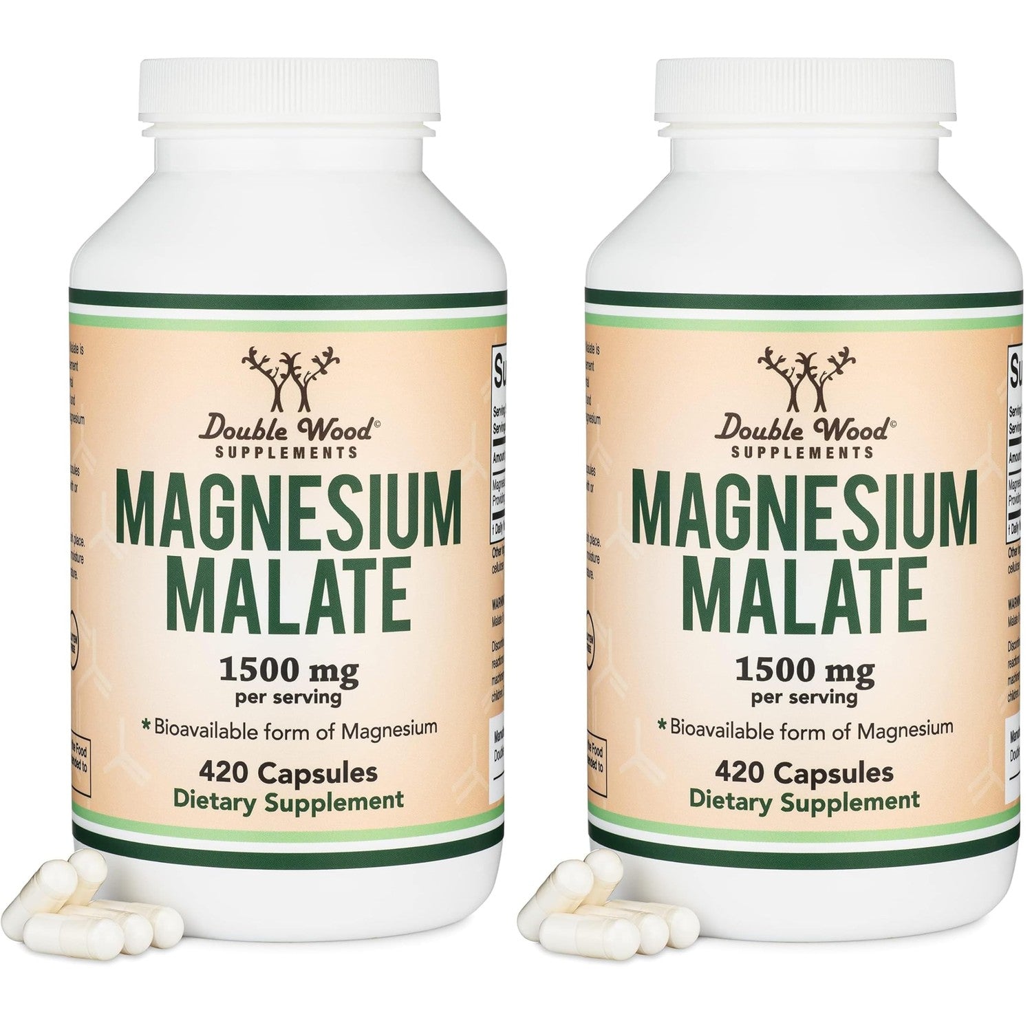 Magnesium Malate 1,500mg, Daytime Energy + Muscle Support, 420 Capsules | Daytime Energy + Muscle Supplement, 225mg Elemental Mg per Serving, Malic Acid for Cellular Energy, Vegan + Non-GMO