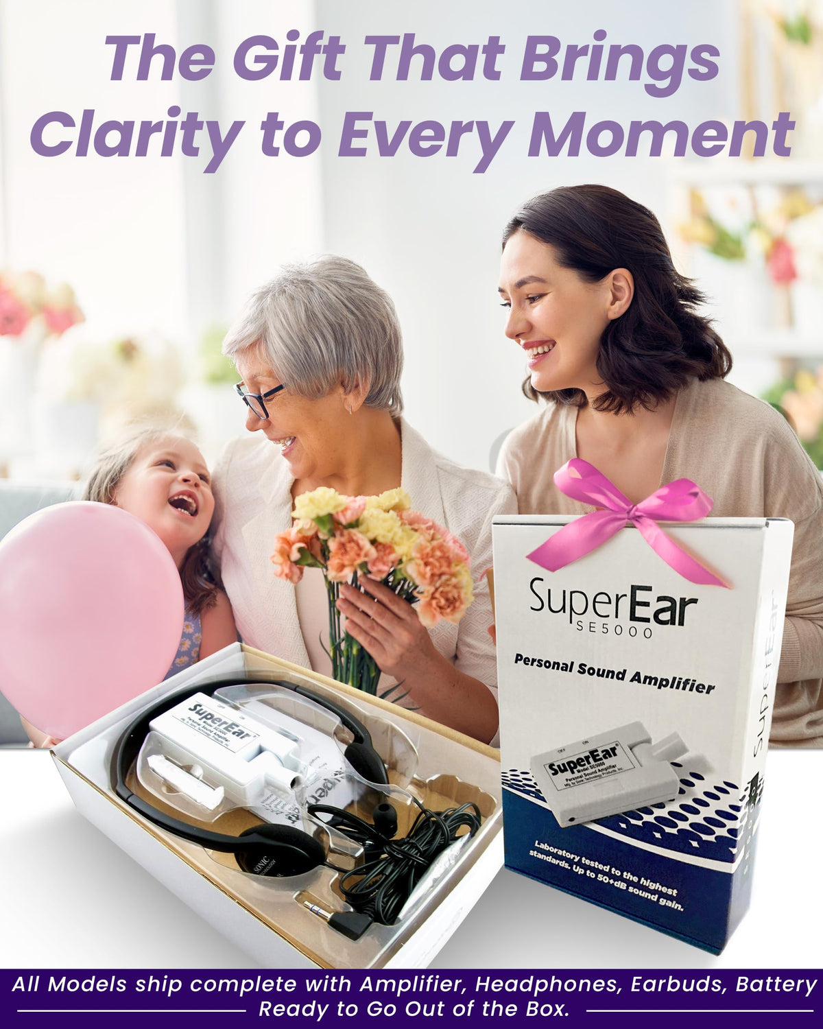 SuperEar SE5000 Hearing Amplifier for Seniors, Sound Amplifier, Headphones