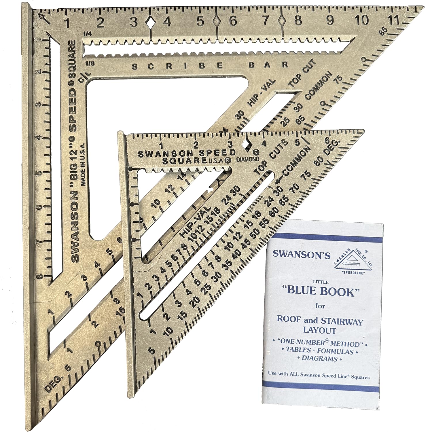 Buy now SWANSON Tool Co., Inc SW1201K Value Pack 7 inch Speed Square and Big 12 Speed Square (without layout bar) ships with Blue Book 7" & 12" (inches) Combo at indiglob india