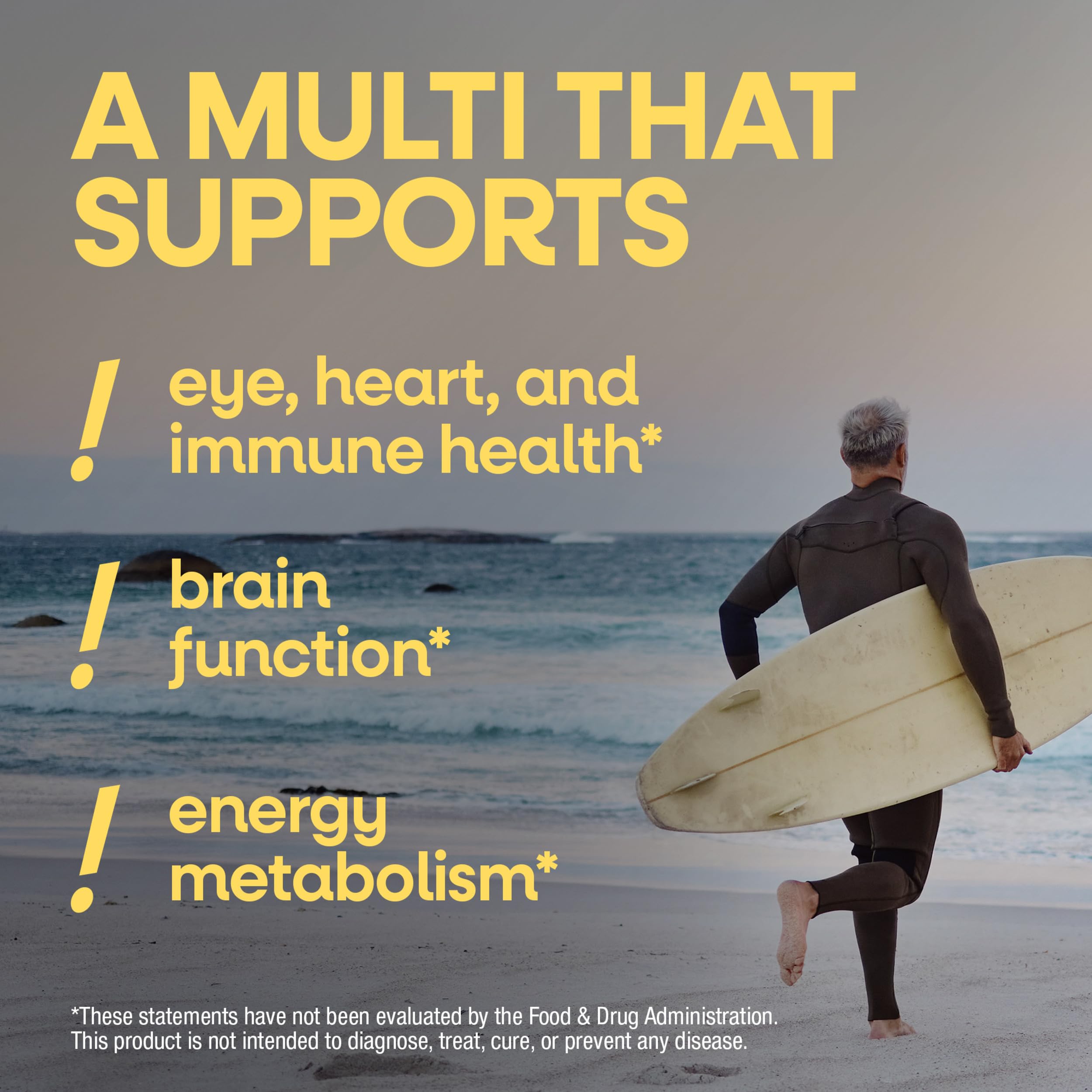 Nature's Way Alive! Men’s 50 Plus Multivitamin Gummy, Fruit-Flavored, 60 ct | Daily Chewable Multivitamins for Men with B-Vitamins, Vitamin D3 & Zinc, Supports Heart, Eye & Energy Metabolism,*