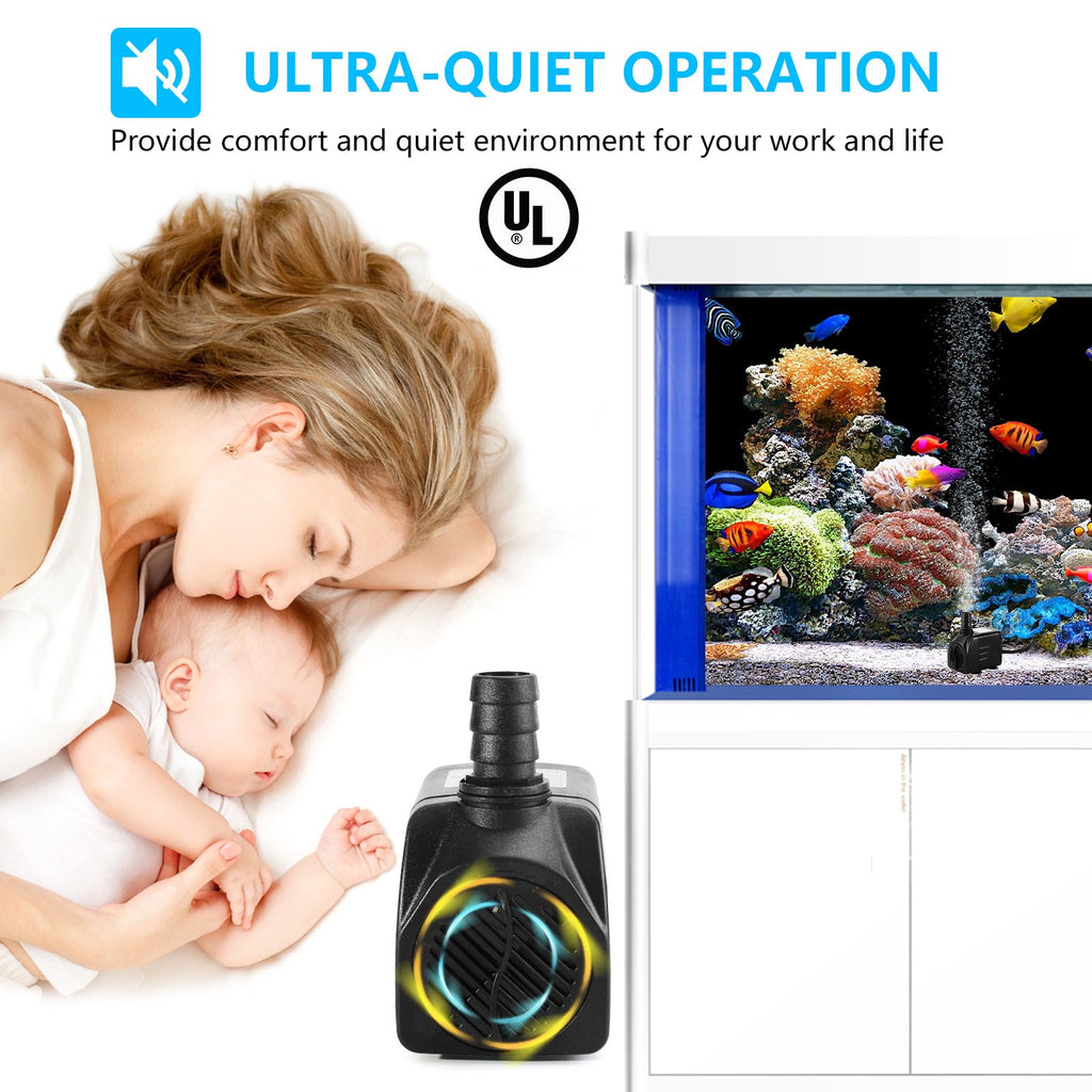CWKJ 400GPH Submersible Fountain Water Pump for Pond Aquarium Hydroponics