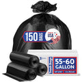 55-60 Gallon Trash Bags Heavy Duty, Bulk 150 Pack Large Black, Made in USA