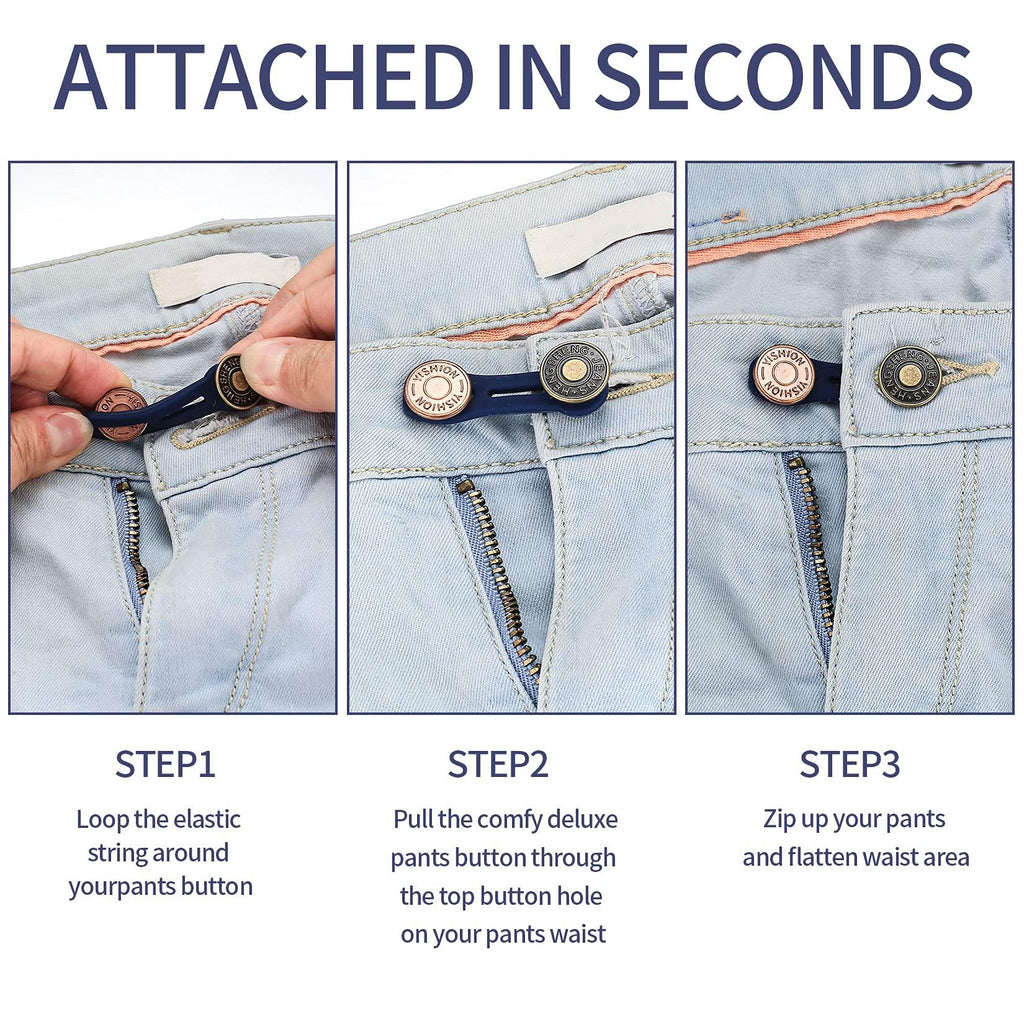 6 Pcs Jean Button Extender, Pants Extender Button for Women Men, Waist Extenders, Retractable No Sew Instant Waistband Extender Buttons Metal Silicone for Jeans Pants Collar, 2 Sizes