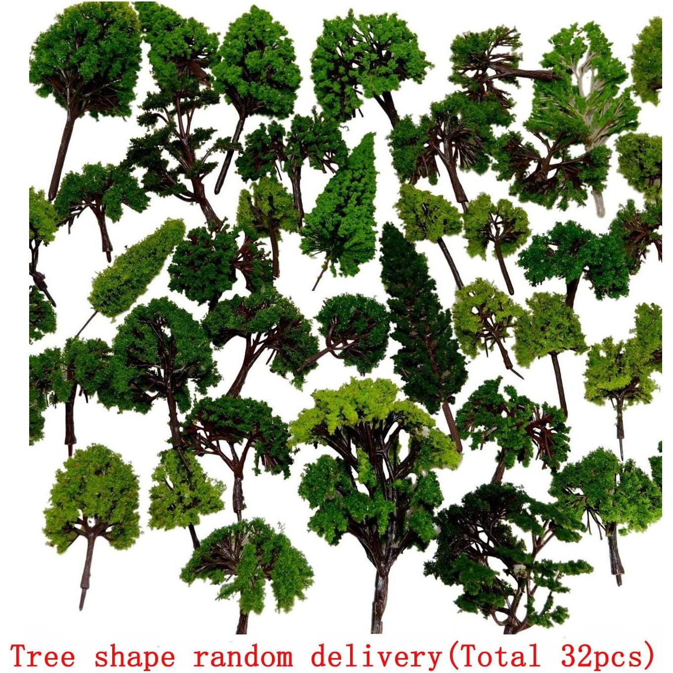 Buy now 32pcs 0.79-6.30inch Mixed Model Trees Accessories Model Train Scenery Architecture Trees Model Scenery with No Stands(All Green) at indiglob india