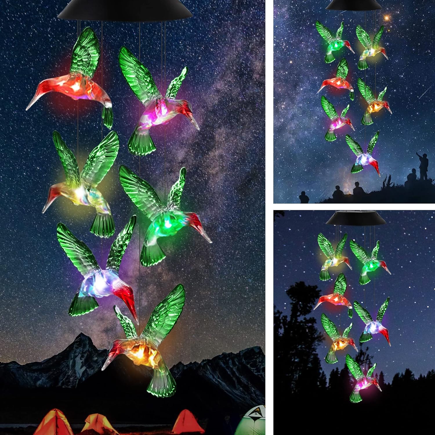 Buy now Hummingbird Solar Wind Chimes, OkayGoo Hummingbird Gift Outdoor Wind Chime Solar Lights Color Changing Night Lights Gifts for Mom Grandma Memorial Wind Chimes Christmas Decoration green hummingbird at indiglob india