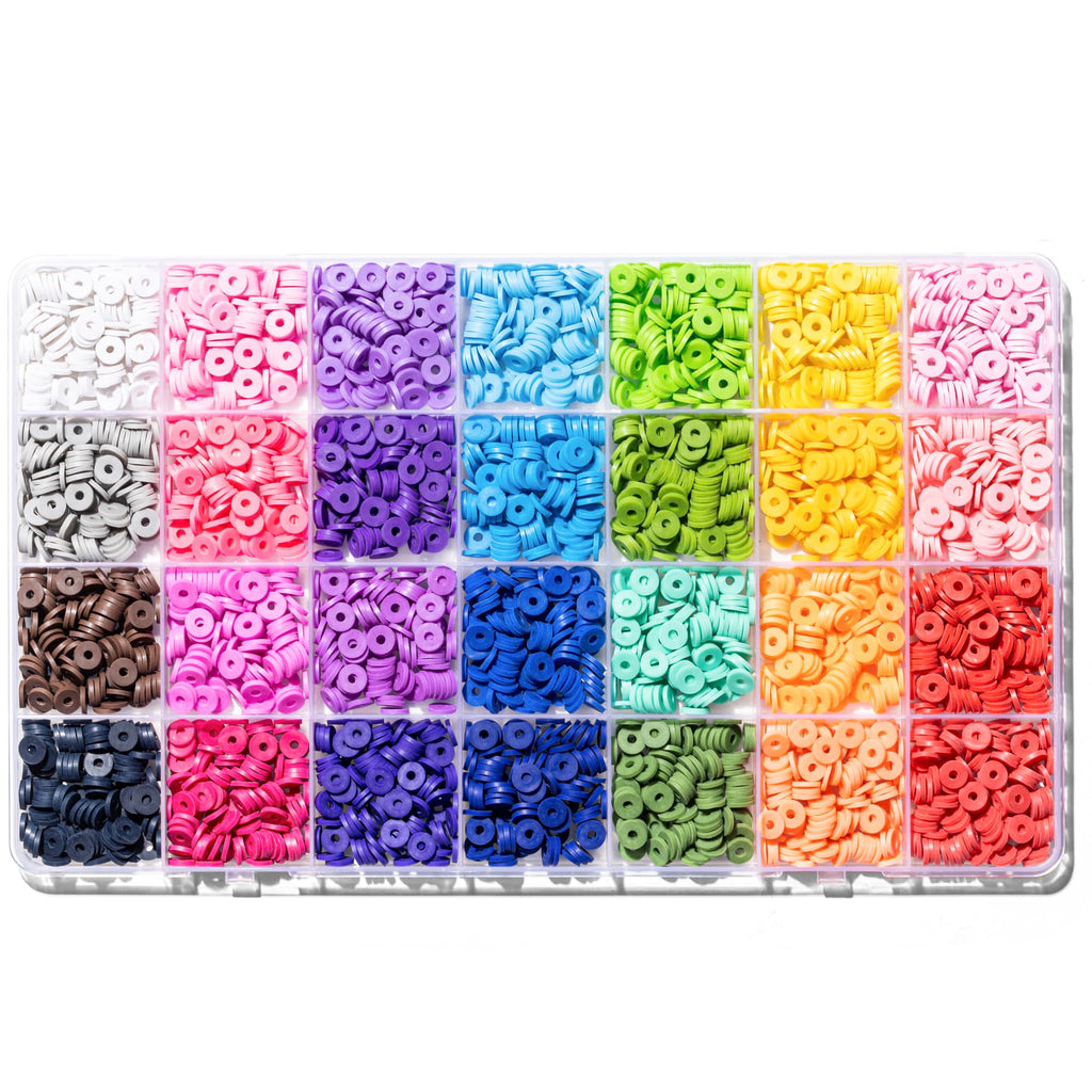 28 Colors 3500 Pcs Clay Beads Kit for Bracelets Making, Flat Round Polymer Spacer heishi Clay Beads for Craft and Jewelry Making