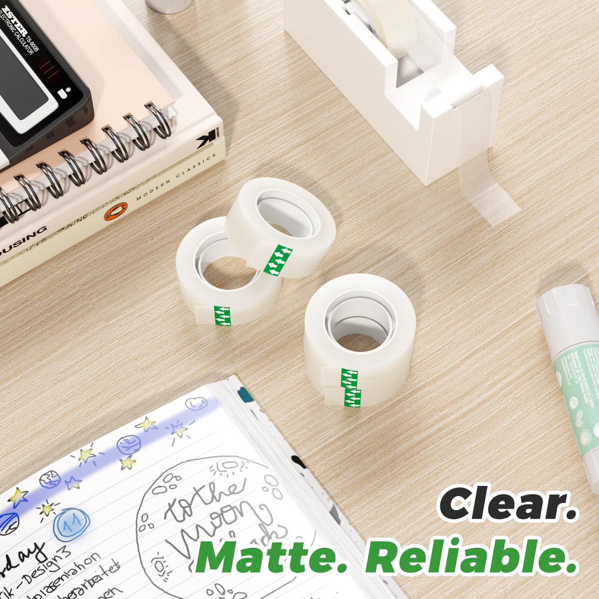 SWRT Invisible Tape Refills, 12 Rolls, 3/4 in x 800 in, Matte Finish