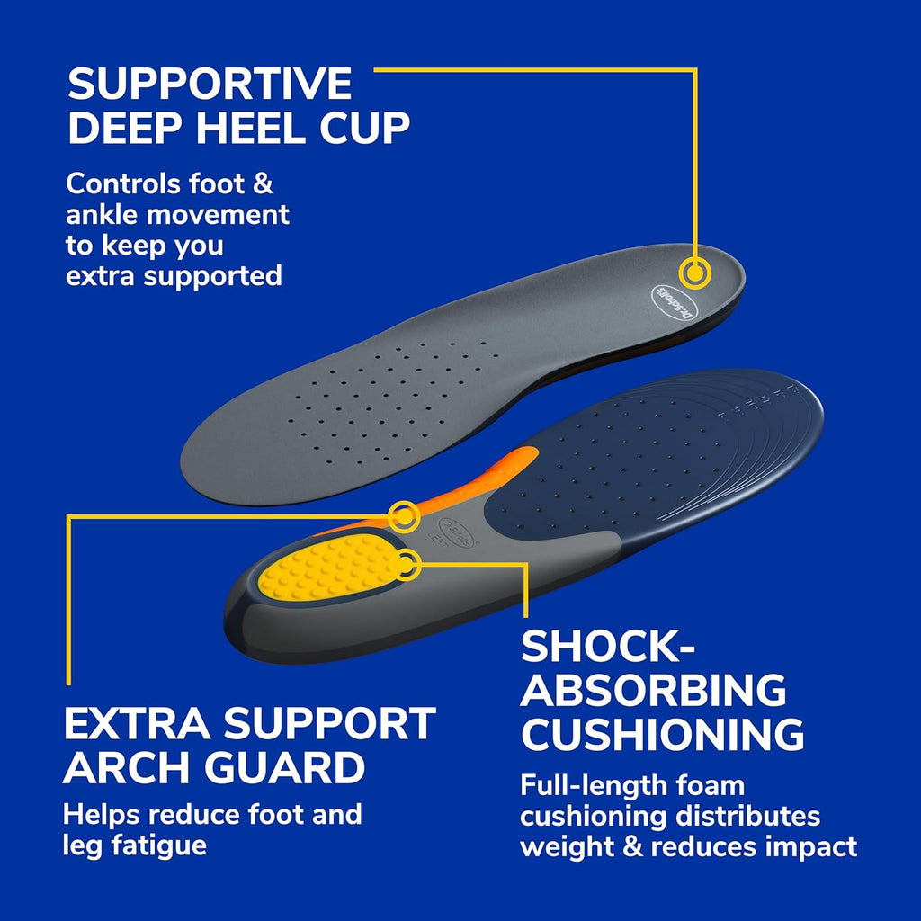 Buy now Dr. Scholl's Heavy Duty Support Insole Orthotics, Big & Tall, 200lbs+, Wide Feet, Shock Absorbing, Arch Support, Distributes Pressure, Trim to Fit Inserts, Work Boots & Shoes, Men Size 8-14, 1 Pair at indiglob india