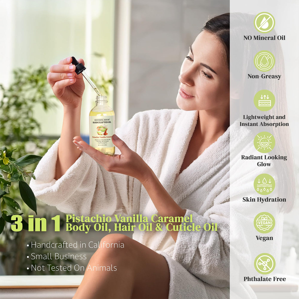 Pistachio Vanilla Caramel Body Oil - Nourishing Body Moisturizer for Soft, Glowing Skin with Jojoba & Almond Oil (4 fl oz)
