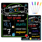 VUSIGN First Day of School Sign, Double-Sided Chalkboard with 5 Markers