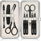 TsMADDTs Tweezers for Men, 8 in 1 Professional Eyebrow Tweezers Kit with Eyebrow Trimmer & Scissors, Razor, Brush, Skin Care Tools