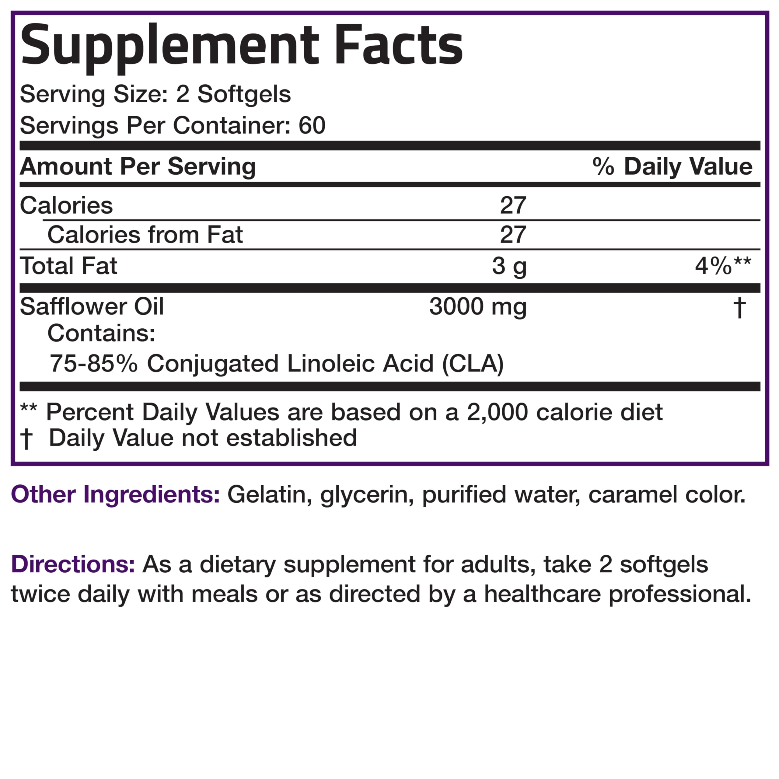 Bronson CLA 3000 Extra High Potency Weight Management Support, 120 Softgels | 2250 mg Active CLA per Serving, Non-Stimulating, 100% Safflower Oil, Lean Body Mass Support, Non-GMO