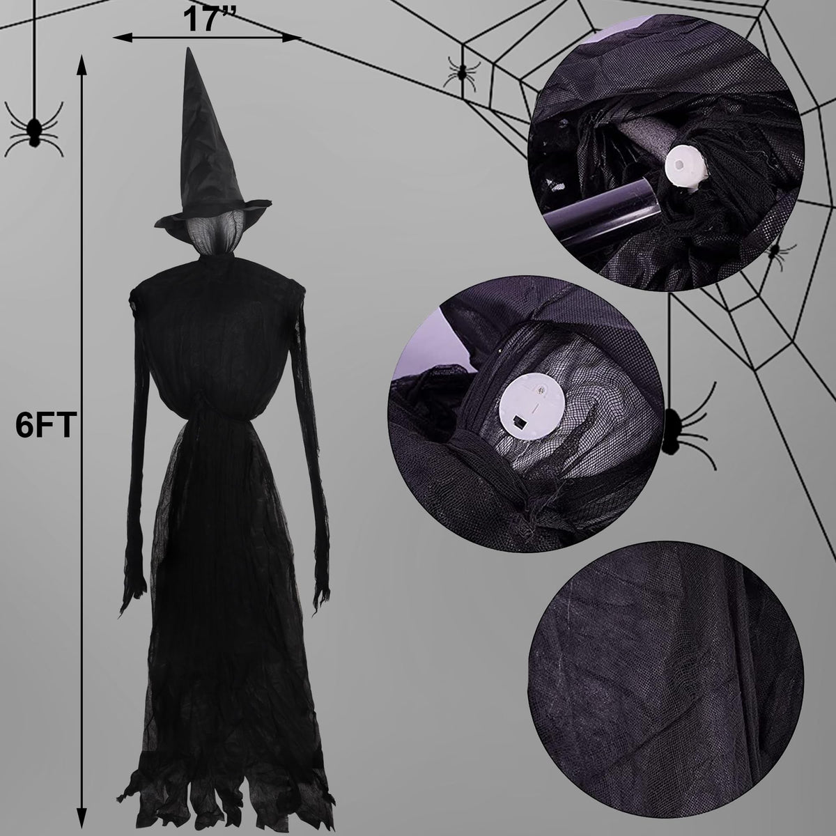 DR.DUDU 6 FT Witch Halloween Decorations Outdoor Yard Decor, Set of 3
