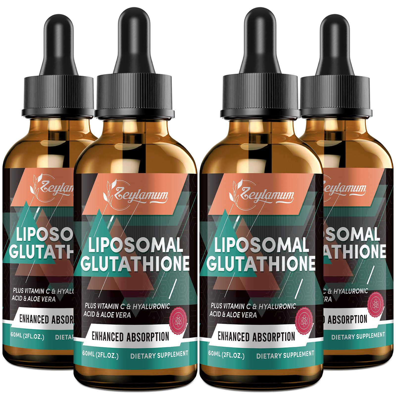 2000MG Liposomal Glutathione Liquid Drops, Ultra High Absorption, Natural Detoxification, Immune System & Skin Support*, L-Glutathione, Vitamin C & Hyaluronic Acid, Capsules Alternative, 2.02 OZ