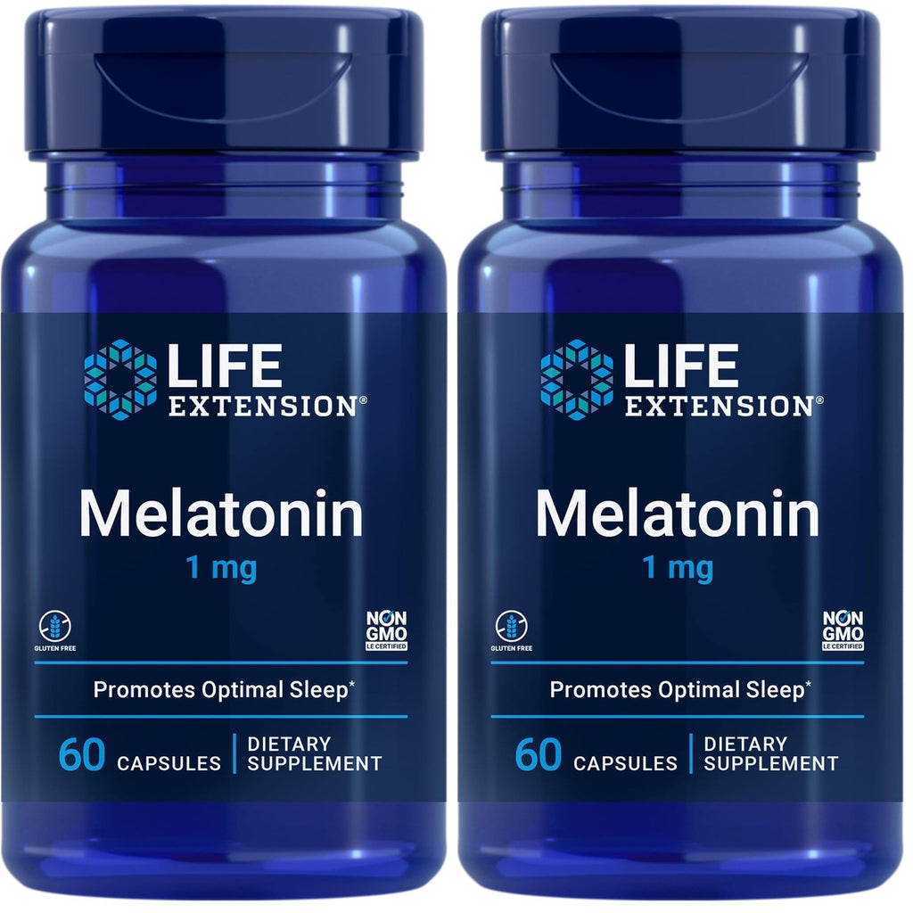 Life Extension Melatonin, 1 mg, 60 Capsules | For Restful Sleep, Hormone Balance & Immune Health, Immediate Release, Gluten-Free & Non-GMO