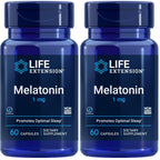 Life Extension Melatonin, 1 mg, 60 Capsules | For Restful Sleep, Hormone Balance & Immune Health, Immediate Release, Gluten-Free & Non-GMO
