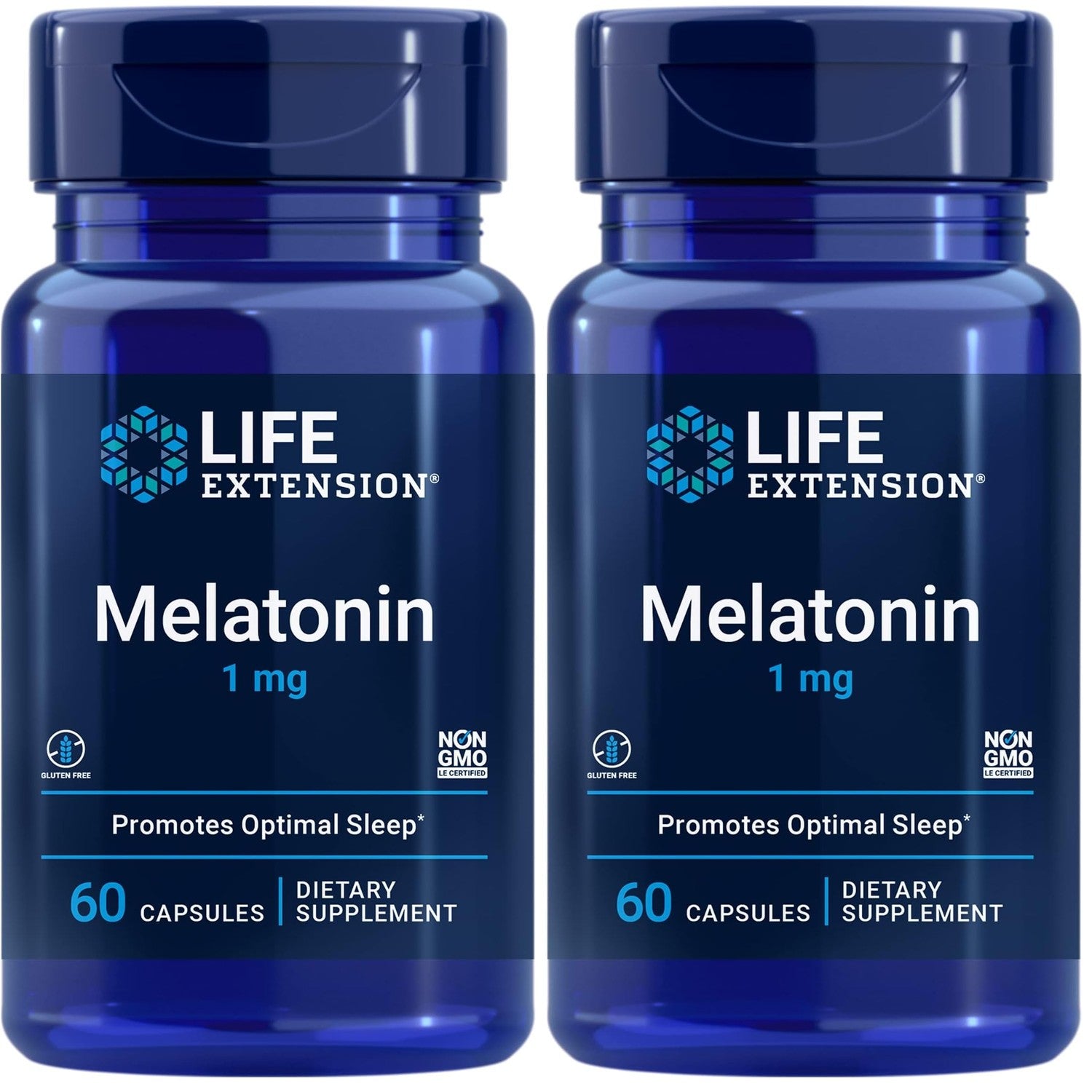Life Extension Melatonin, 1 mg, 60 Capsules | For Restful Sleep, Hormone Balance & Immune Health, Immediate Release, Gluten-Free & Non-GMO