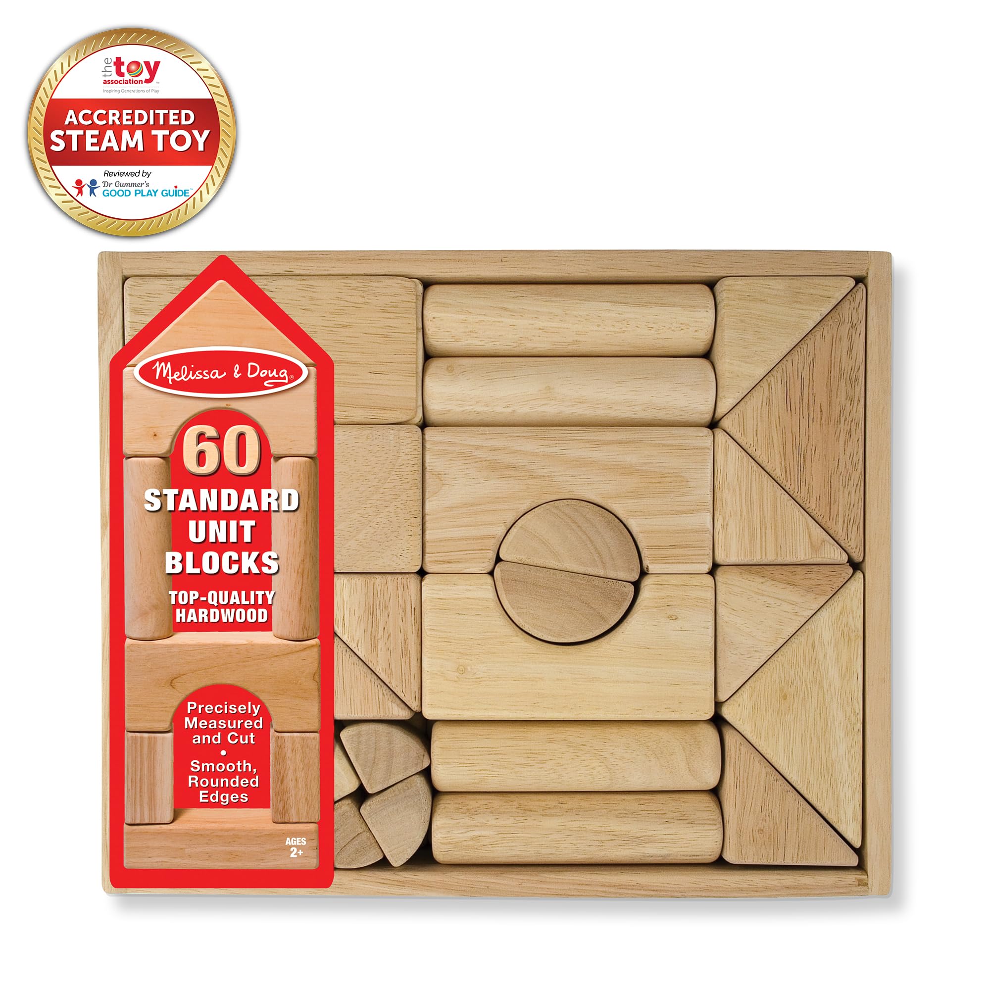 Buy now Melissa & Doug Standard Unit Solid-Wood Building Blocks With Wooden Storage Tray (60 pcs) at indiglob india