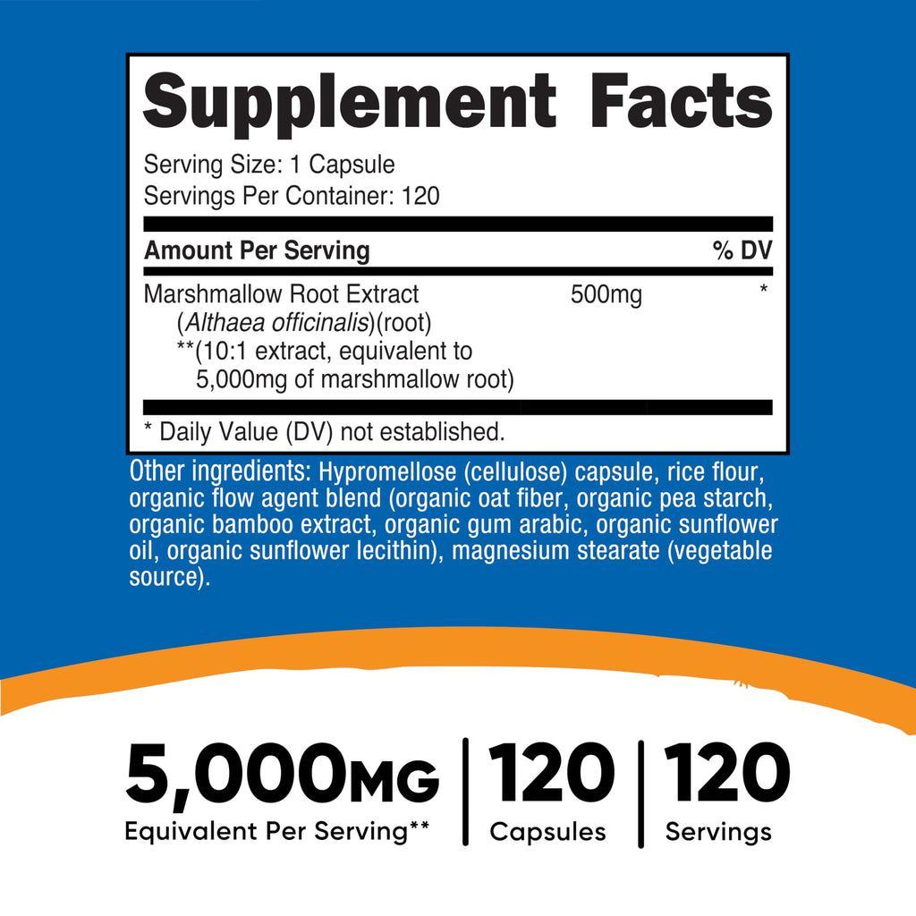 Nutricost Marshmallow Root 120 Capsules for 120 Servings Per Bottle