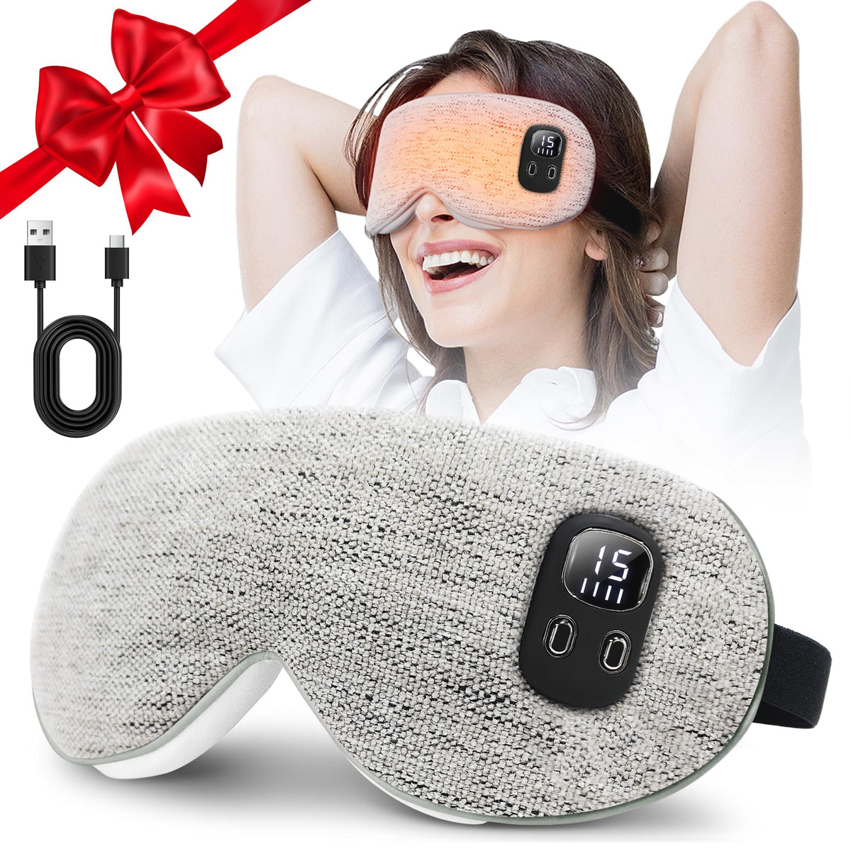 Heated Eye Mask, Cordless Rechargeable Eye Compress