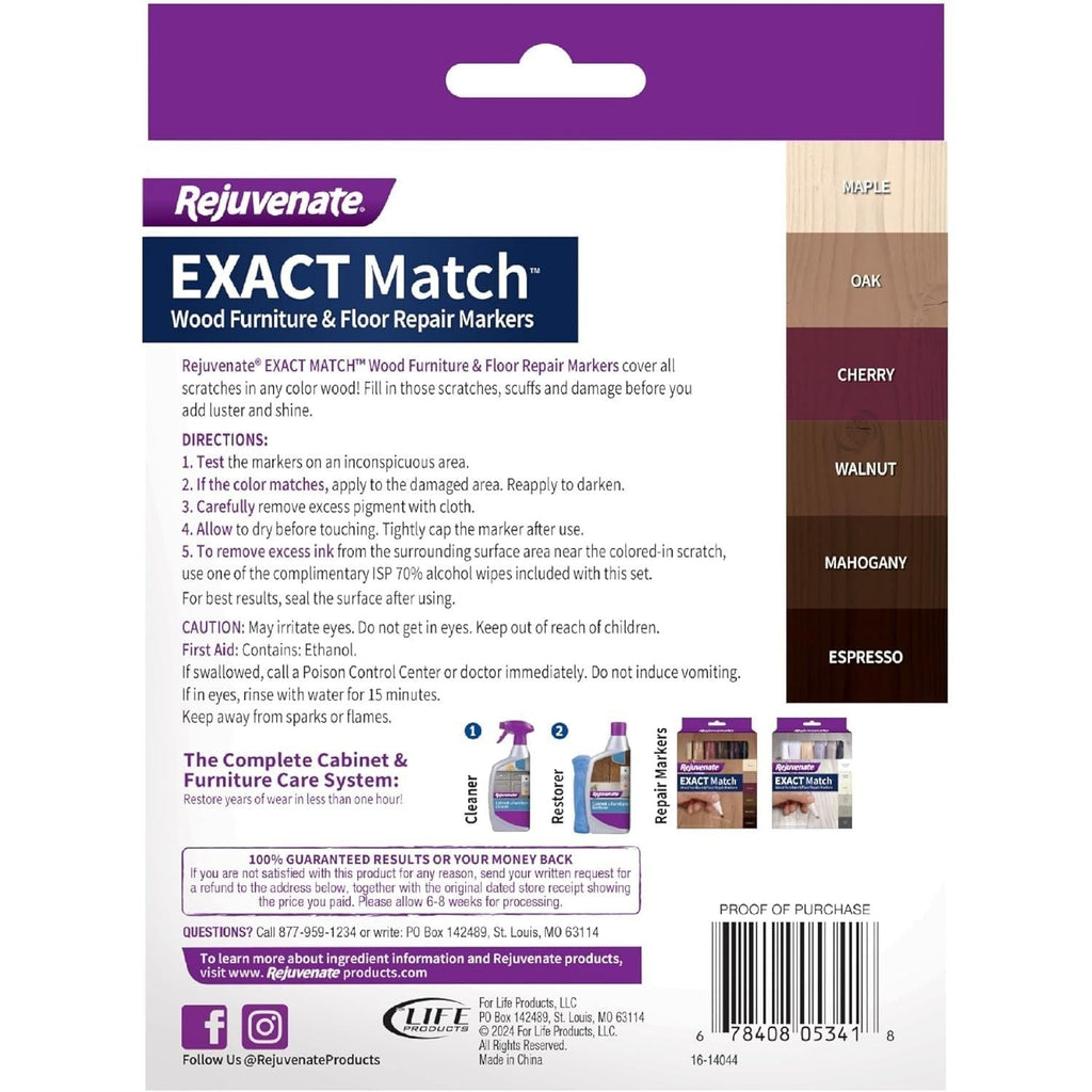 Buy now Rejuvenate Exact Match Wood Furniture & Floor Repair Markers, 6 Count, Brown Markers Cover All Scratches, Scuffs And Damage To Wood Furniture And Flooring at indiglob india