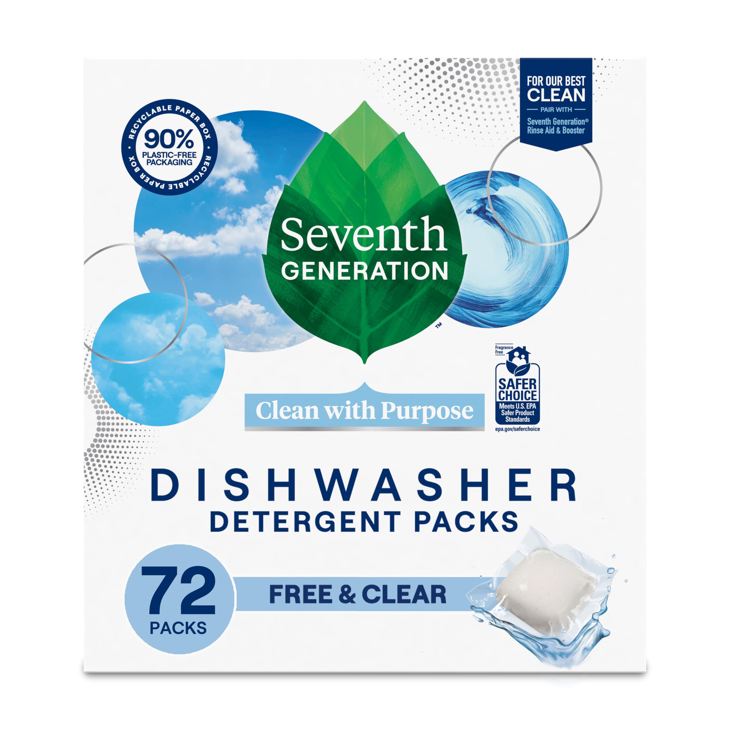 Buy now Seventh Generation Dishwasher Detergent Packs Free & Clear Pack of 5 for sparkling dishes Dishwasher tabs 45 count Free & Clear (B01MECSGOU) at indiglob india