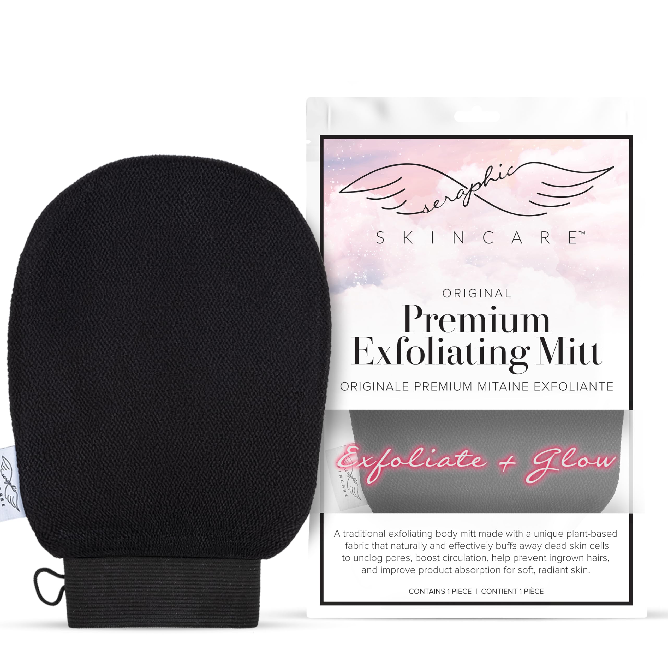 Buy now Seraphic Skincare (Original) Premium Exfoliating Mitt for Body (1pc) – 100% Vegan Viscose Traditional Body Scrub Glove Kessa Korean Washcloth – Body Exfoliator for Self-Tan Removal & Keratosis Pilaris at indiglob india