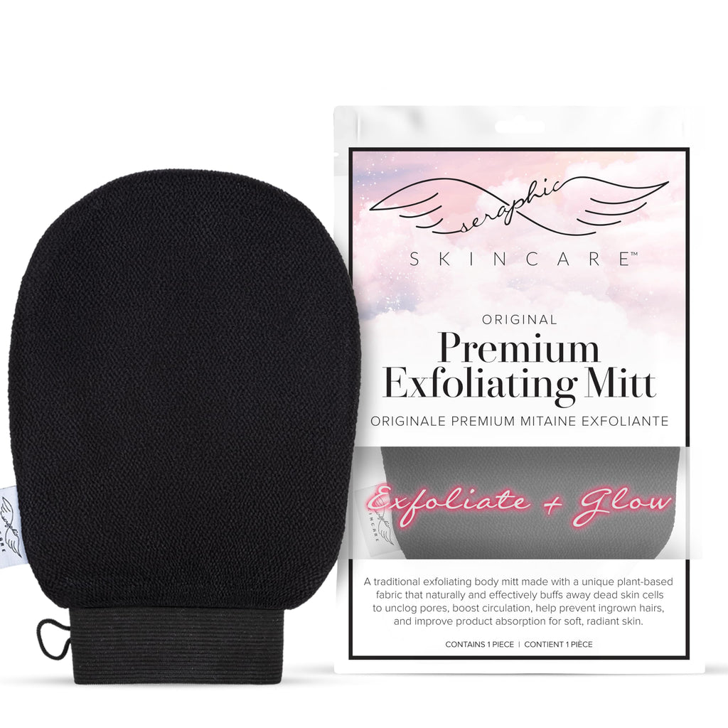 Buy now Seraphic Skincare (Original) Premium Exfoliating Mitt for Body (1pc) â€“ 100% Vegan Viscose Traditional Body Scrub Glove Kessa Korean Washcloth â€“ Body Exfoliator for Self-Tan Removal & Keratosis Pilaris Original 1 Pack at indiglob india