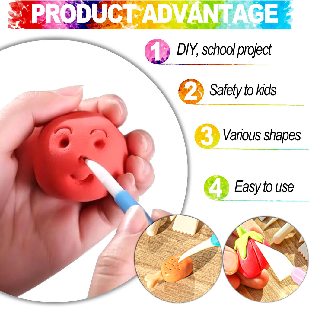 LINPHCEY Air Dry Clay Tools for Kids Ages 8+ Pottery Clay Tool Kit Plastic Clay Sculpting Tools Set for DIY Project, Modeling Polymer Clay Toys – Safe & Easy Grip for Beginners & Craft Lovers