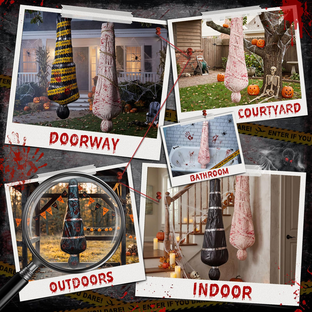 2 Packs 6ft Halloween Body Bags Decorations Outdoor, Hanging Corpse Props