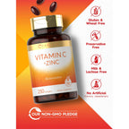 Carlyle Vitamin C with Zinc | 250 Softgels | Bioavailable | Ascorbic Acid
