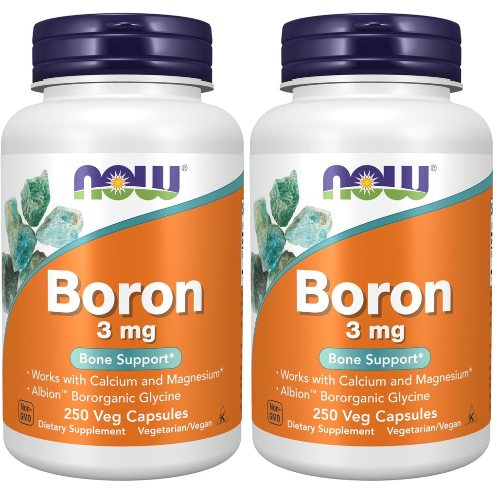 NOW Supplements, Boron 3 mg (Bororganic Glycine), Structural Support*, 250 Veg Capsules