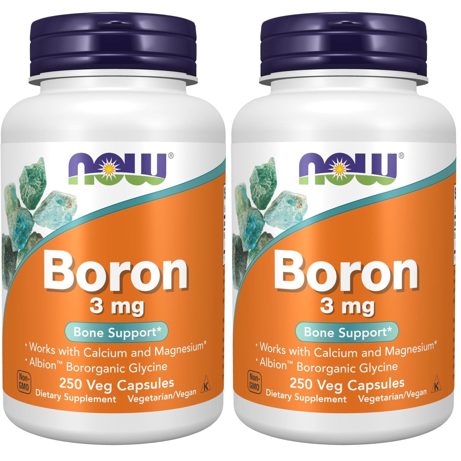 NOW Supplements, Boron 3 mg (Bororganic Glycine), Structural Support*, 250 Veg Capsules