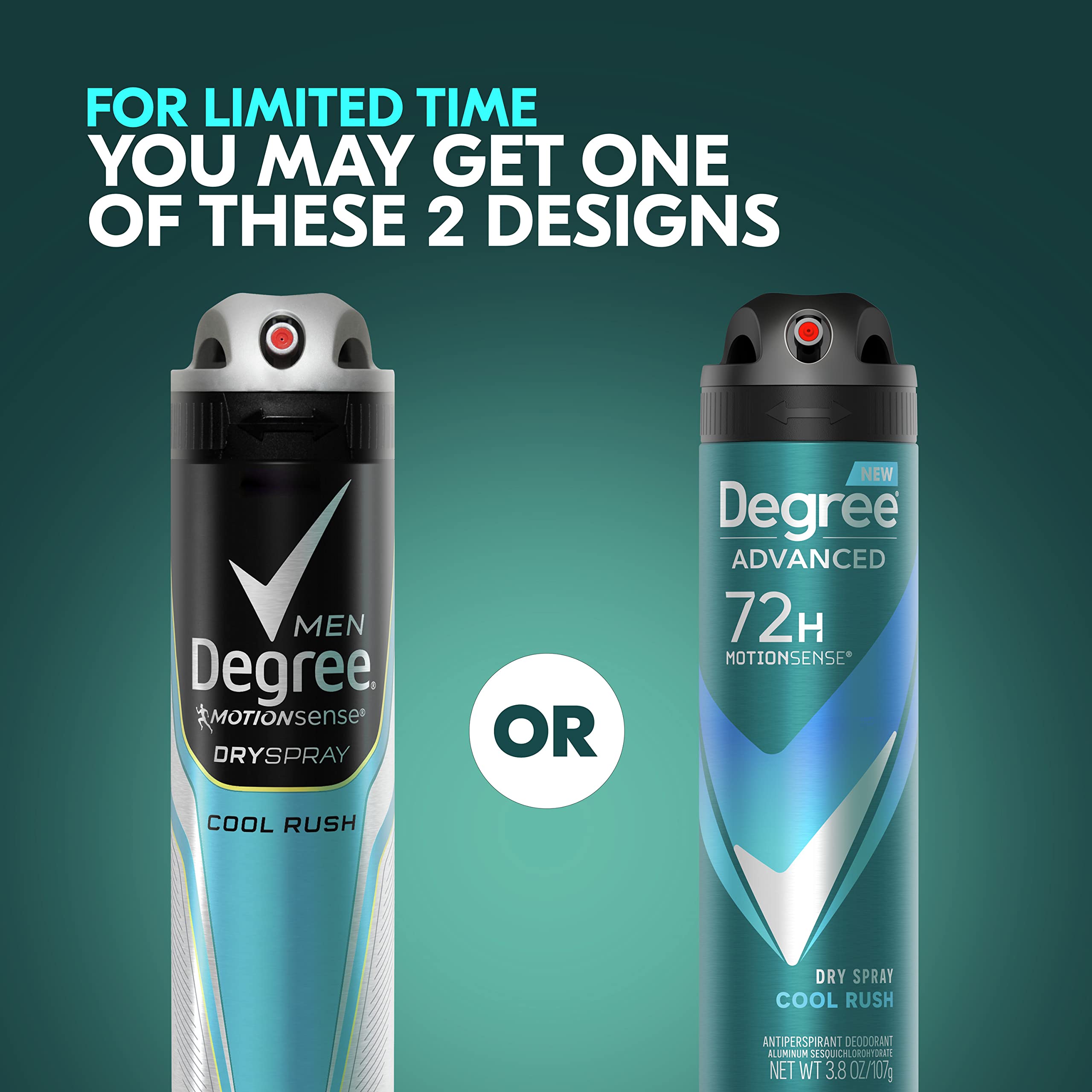 Degree Antiperspirant Deodorant Dry Spray Cool Rush 3.8 oz 3 Count | 72-Hour Sweat and Odor Protection For Men With Body Heat Activated® Technology