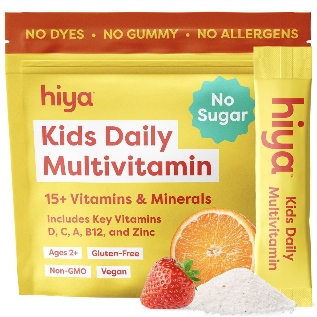 HIYA Kids Daily Multivitamin Powder, 15+ Vitamins & Minerals, 20 Sticks